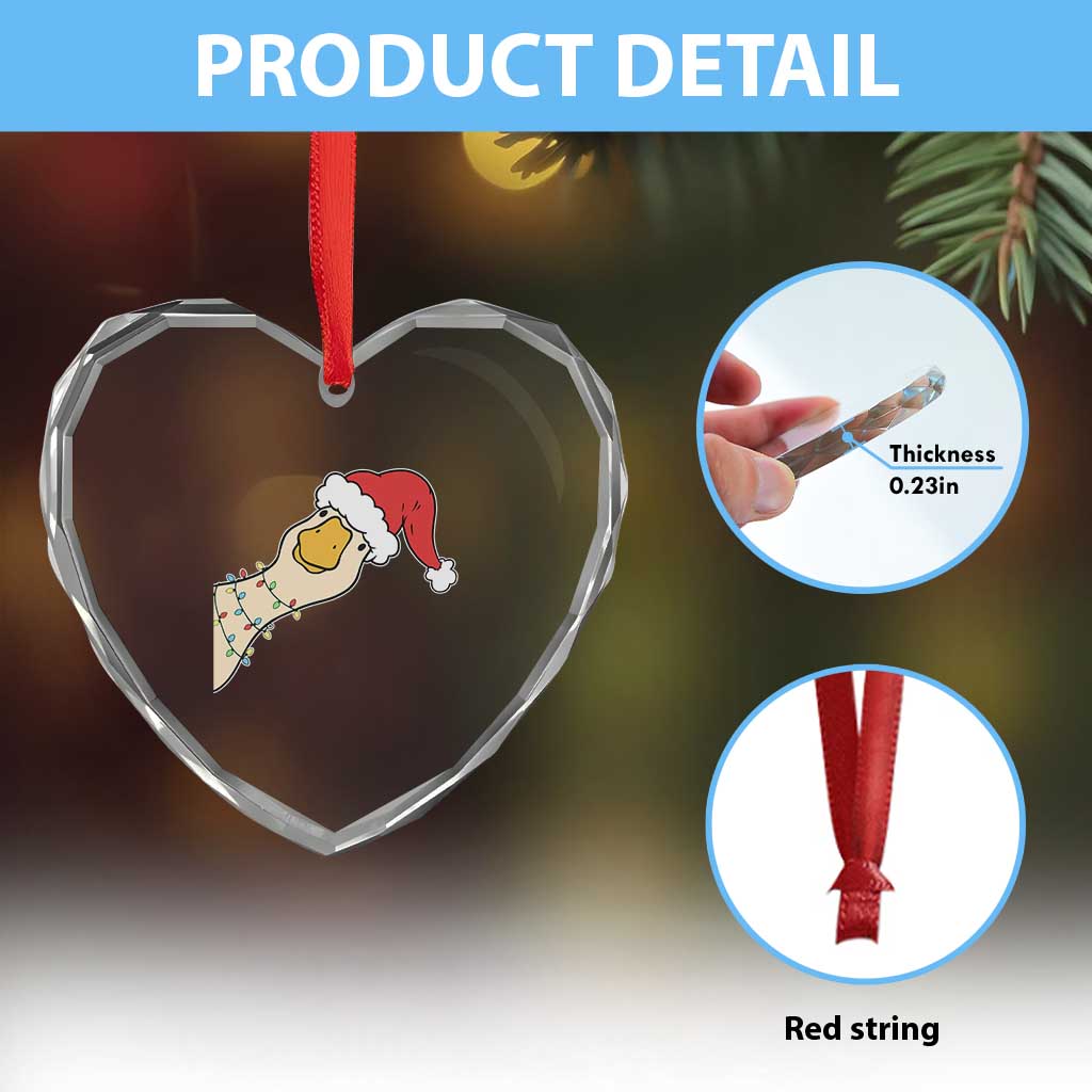 Funny Christmas Silly Goose Festive Holiday Heart Crystal Glass Ornament - Wonder Print Shop