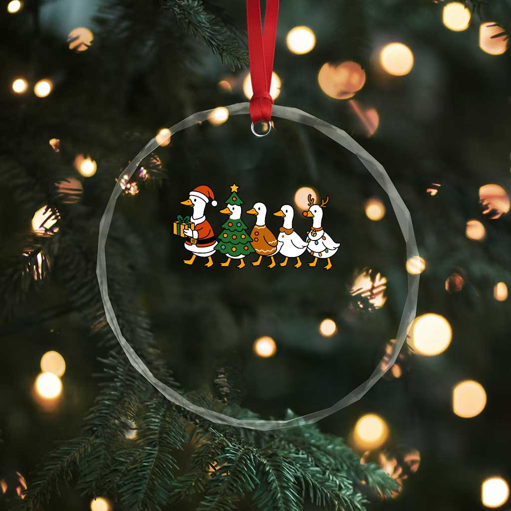 Funny Christmas Silly Goose Poultry Animal Lovers Crystal Glass Ornament - Wonder Print Shop