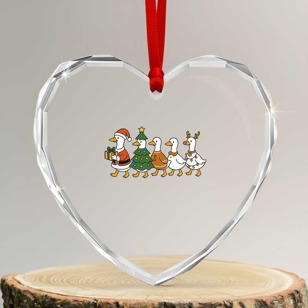 Funny Christmas Silly Goose Poultry Animal Lovers Heart Crystal Glass Ornament - Wonder Print Shop