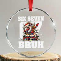 Funny Christmas Six Seven Bruh Crystal Glass Ornament Dabbing Santa - Wonder Print Shop