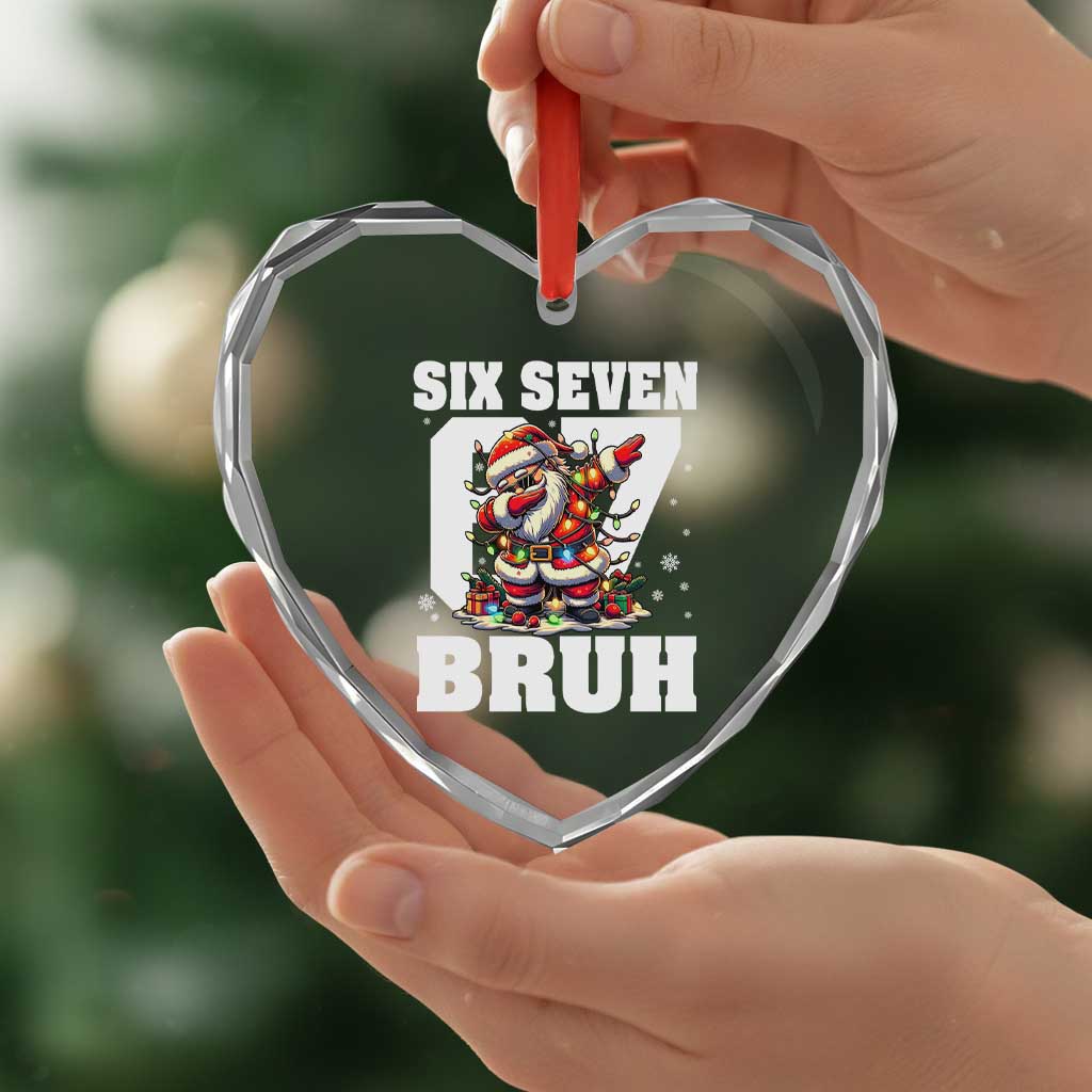Funny Christmas Six Seven Bruh Heart Crystal Glass Ornament Dabbing Santa - Wonder Print Shop