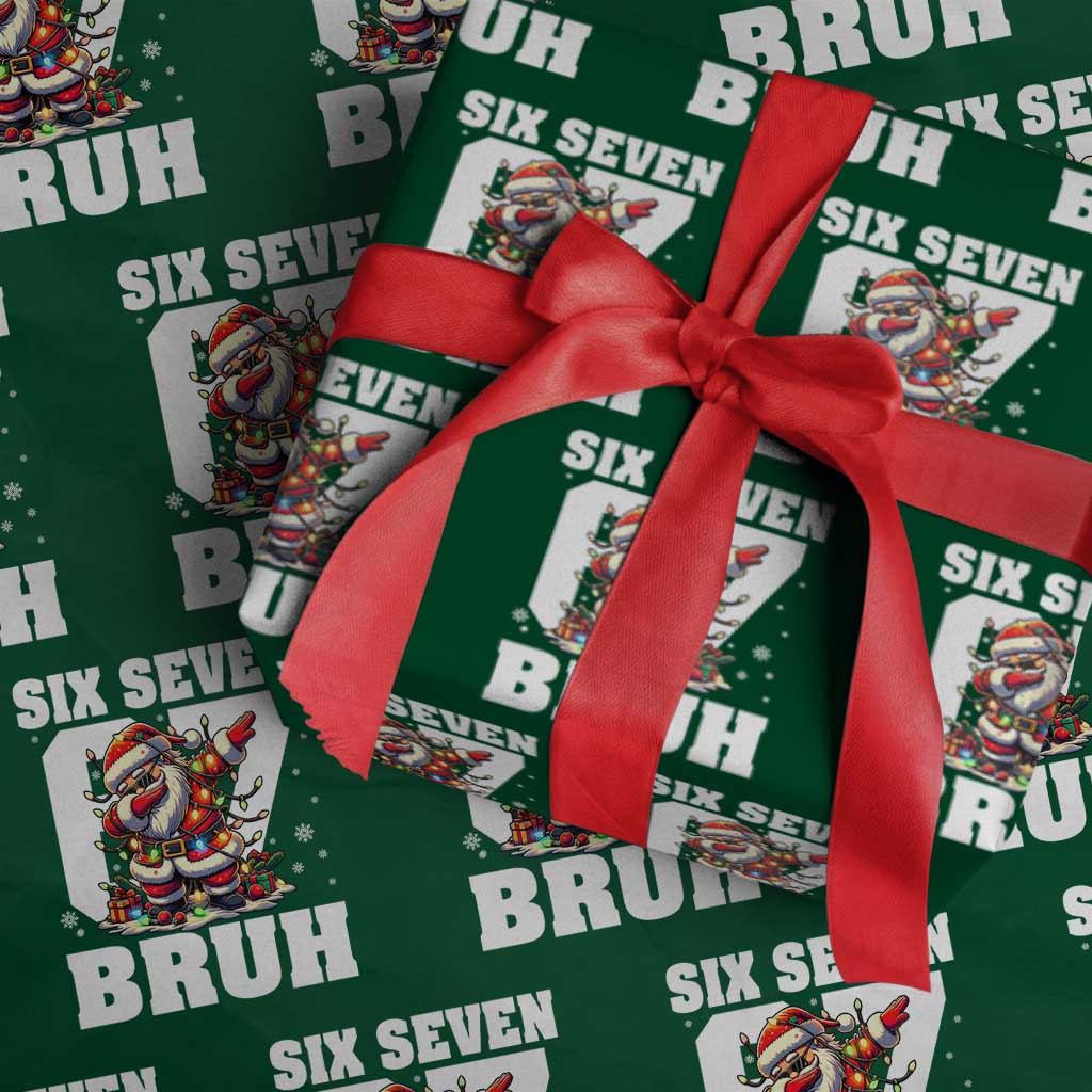 Funny Christmas Six Seven Bruh Wrapping Paper Roll Dabbing Santa - Wonder Print Shop