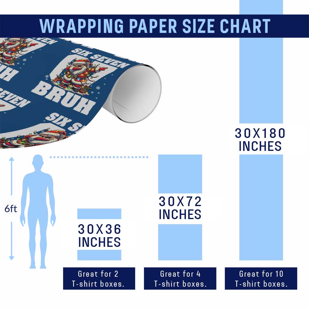 Funny Christmas Six Seven Bruh Wrapping Paper Roll Dabbing Santa - Wonder Print Shop