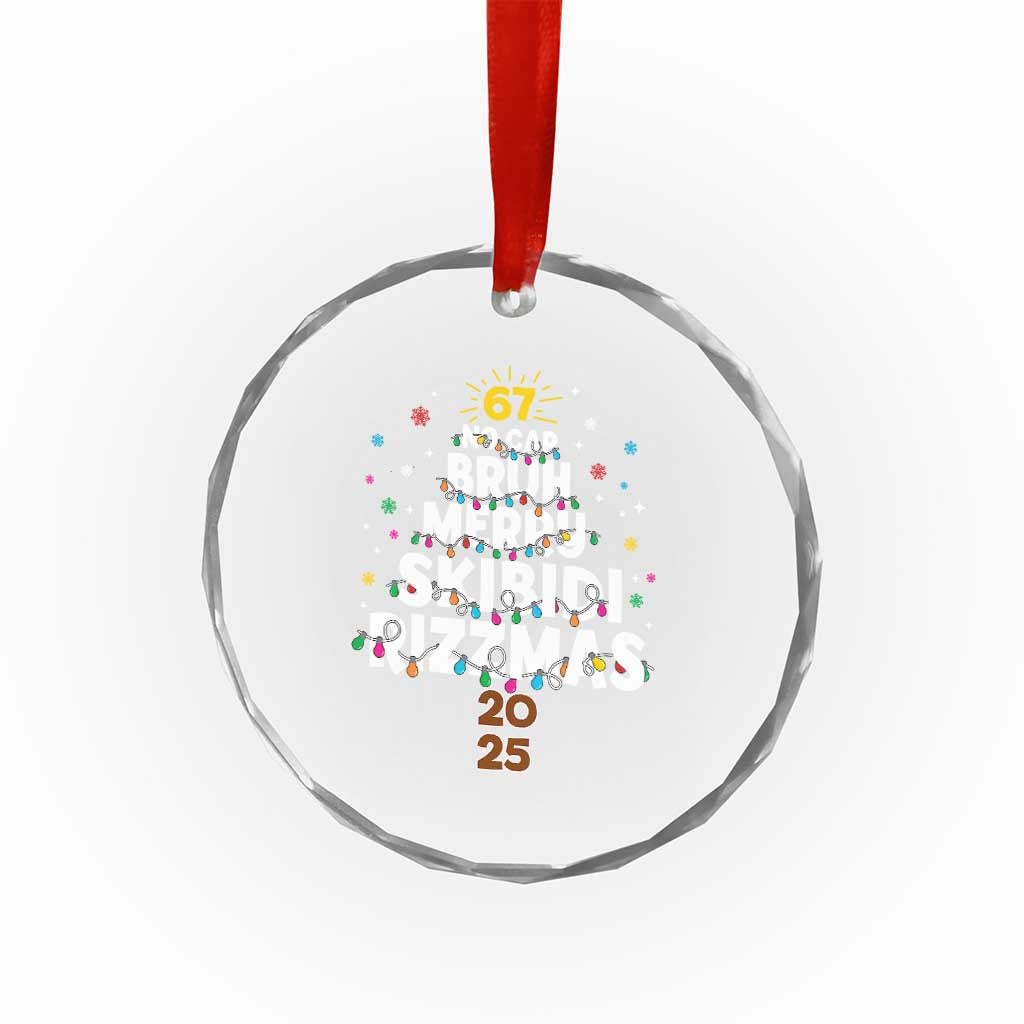 Funny Christmas Six Seven Meme Crystal Glass Ornament 67 No Cap Bruh Merry Skibidi Rizzmas 2025 - Wonder Print Shop