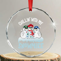Funny Christmas Snowman Crystal Glass Ornament Chillin' With My Snowmies Squad TS11
