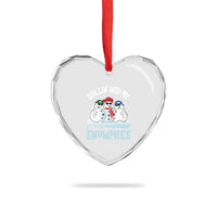 Funny Christmas Snowman Heart Crystal Glass Ornament Chillin' With My Snowmies Squad - Wonder Print Shop