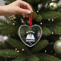 Funny Christmas Snowman Heart Crystal Glass Ornament Chillin' With My Snowmies Squad - Wonder Print Shop