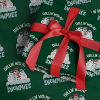 Funny Christmas Snowman Wrapping Paper Roll Chillin' With My Snowmies Squad - Wonder Print Shop