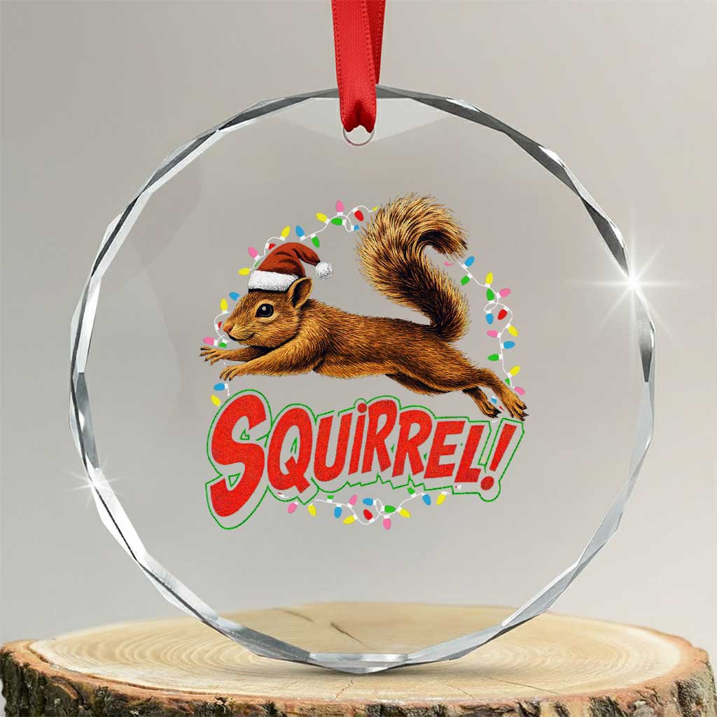 Funny Christmas Squirrel Crystal Glass Ornament Xmas Vacation Holiday Movie - Wonder Print Shop