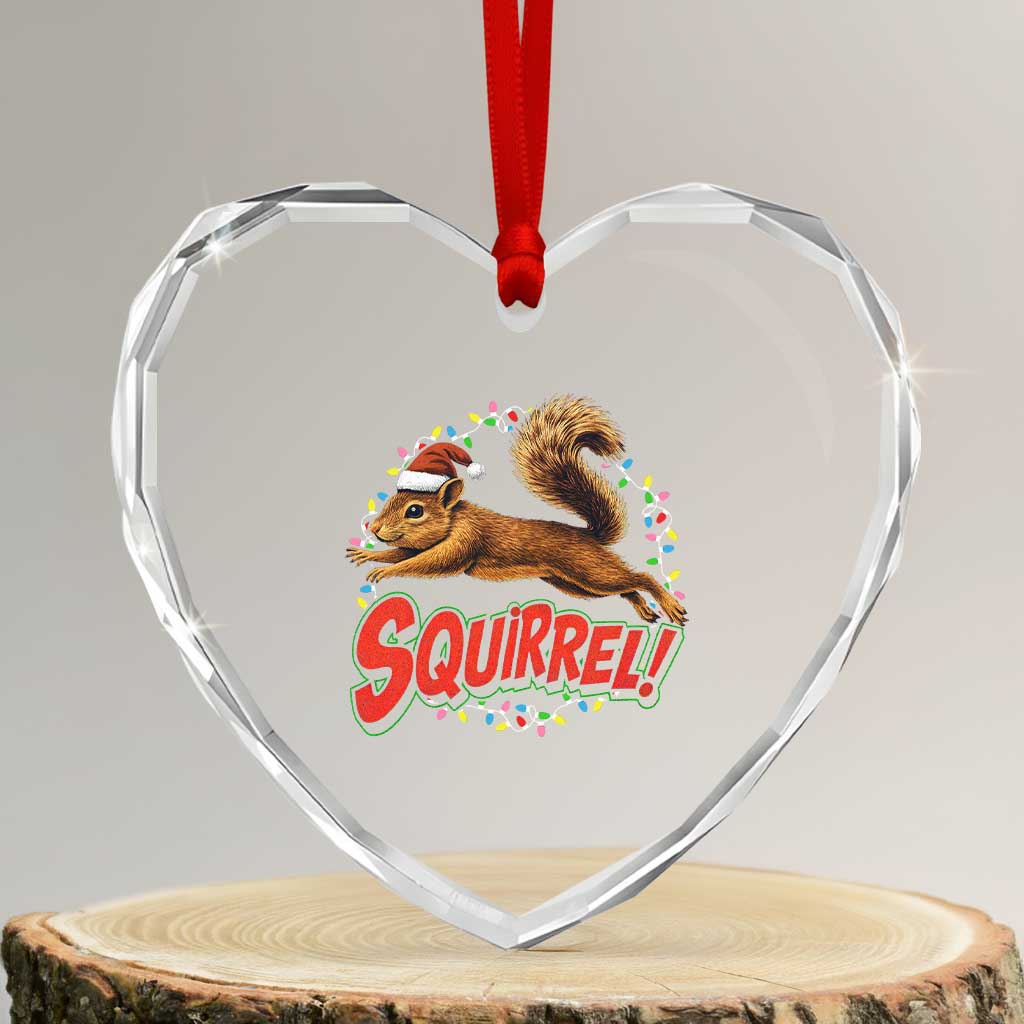 Funny Christmas Squirrel Heart Crystal Glass Ornament Xmas Vacation Holiday Movie - Wonder Print Shop