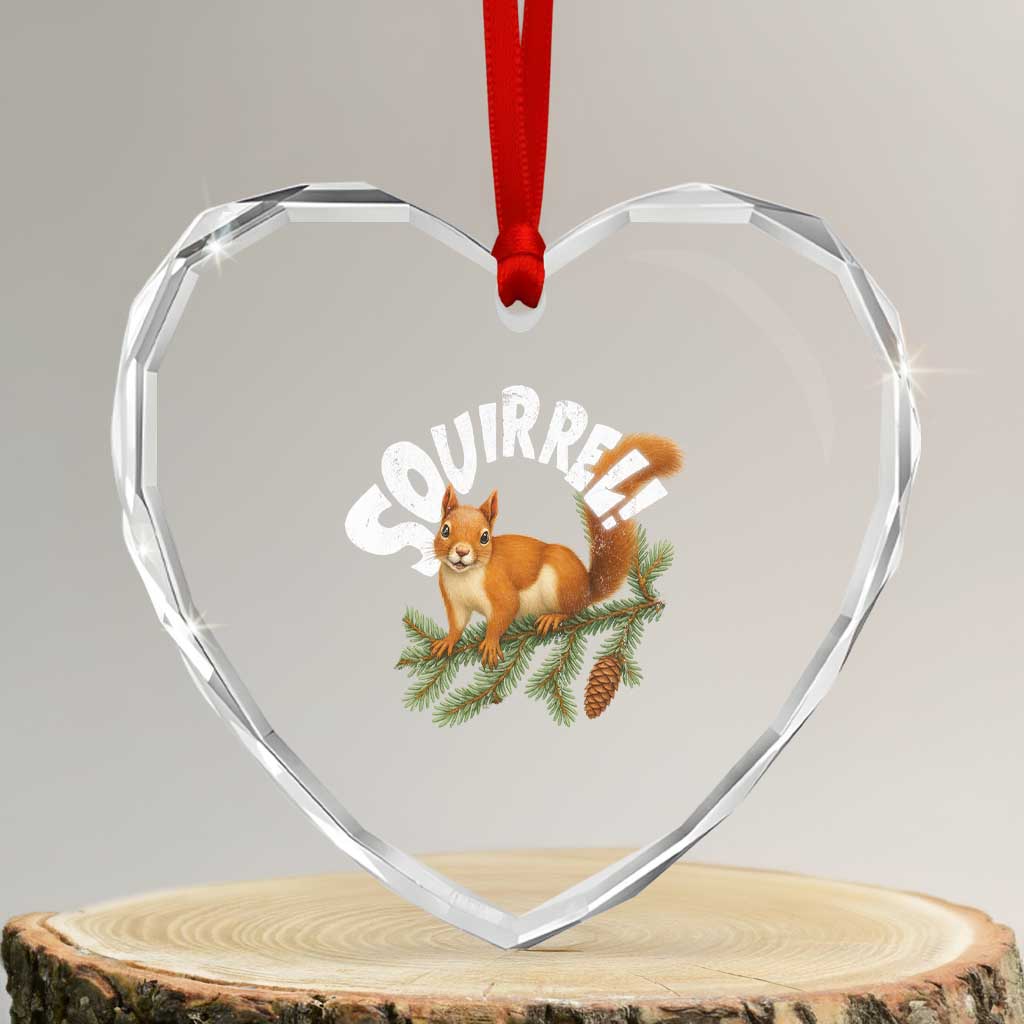Funny Christmas Squirrel Heart Crystal Glass Ornament Xmas Vacation Holiday Movie Pine Tree - Wonder Print Shop