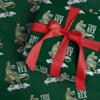 Funny Christmas T-Rex Wrapping Paper Roll Tree Rex Dinosaur Xmas Tree - Wonder Print Shop