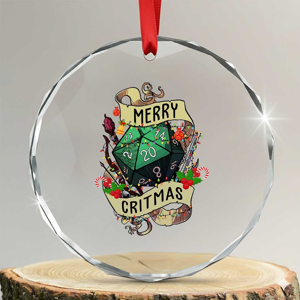 Funny Christmas Tabletop RPG Crystal Glass Ornament Merry Critmas D20 RPG Gamer Gaming - Wonder Print Shop