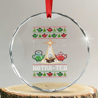 Funny Christmas Tea Lover Crystal Glass Ornament Nativi Tea Nativity Scene Christian Xmas - Wonder Print Shop