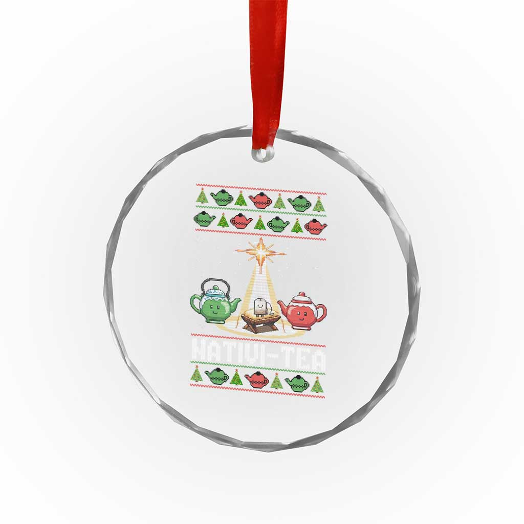 Funny Christmas Tea Lover Crystal Glass Ornament Nativi Tea Nativity Scene Christian Xmas - Wonder Print Shop
