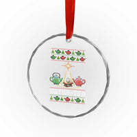 Funny Christmas Tea Lover Crystal Glass Ornament Nativi Tea Nativity Scene Christian Xmas - Wonder Print Shop
