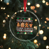 Funny Christmas Tech Support Crystal Glass Ornament Computer Programmer Gift Here To Delete Cookies Ugly Xmas - Wonder Print Shop