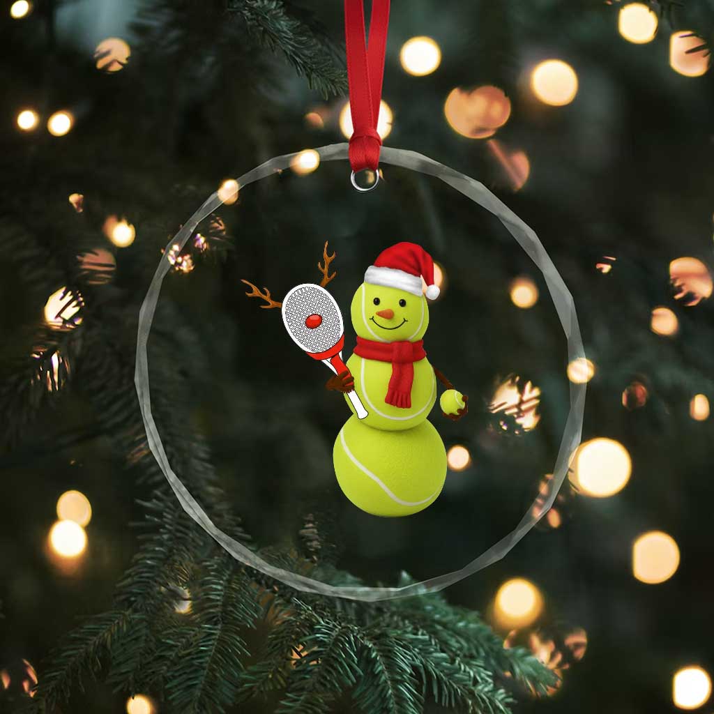 Funny Christmas Tennis Snowman Crystal Glass Ornament Tennis Lover Gift - Wonder Print Shop