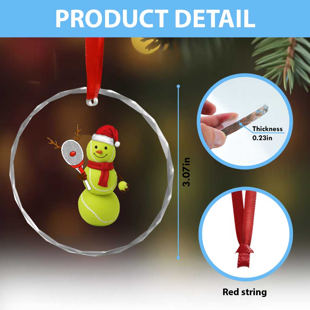 Funny Christmas Tennis Snowman Crystal Glass Ornament Tennis Lover Gift - Wonder Print Shop