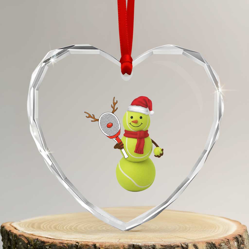 Funny Christmas Tennis Snowman Heart Crystal Glass Ornament Tennis Lover Gift - Wonder Print Shop