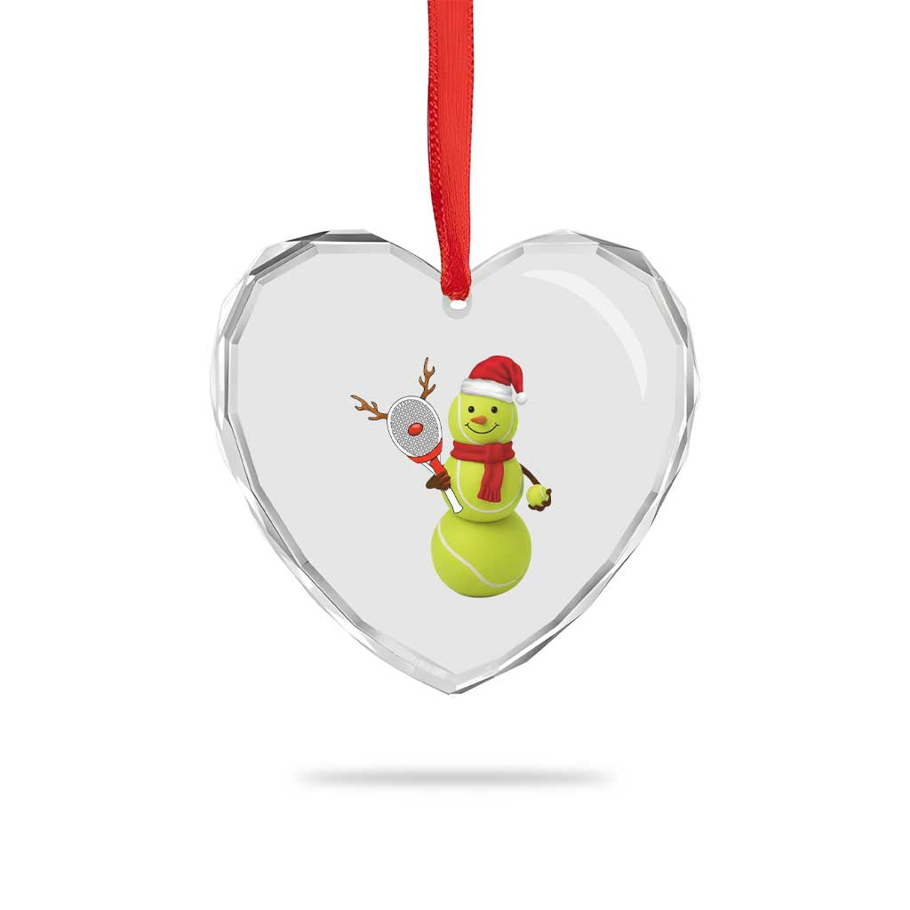 Funny Christmas Tennis Snowman Heart Crystal Glass Ornament Tennis Lover Gift - Wonder Print Shop