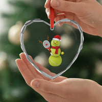 Funny Christmas Tennis Snowman Heart Crystal Glass Ornament Tennis Lover Gift - Wonder Print Shop