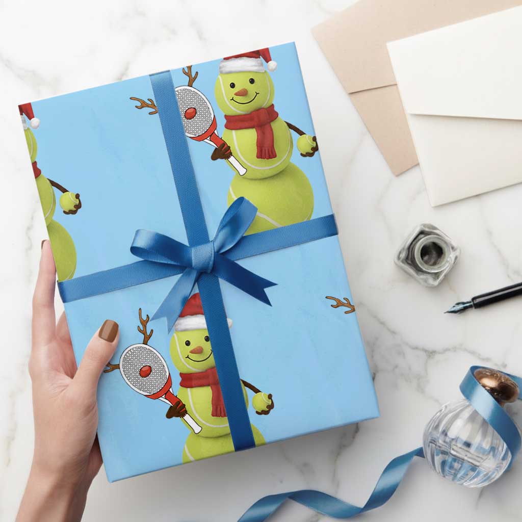 Funny Christmas Tennis Snowman Wrapping Paper Roll Tennis Lover Gift - Wonder Print Shop