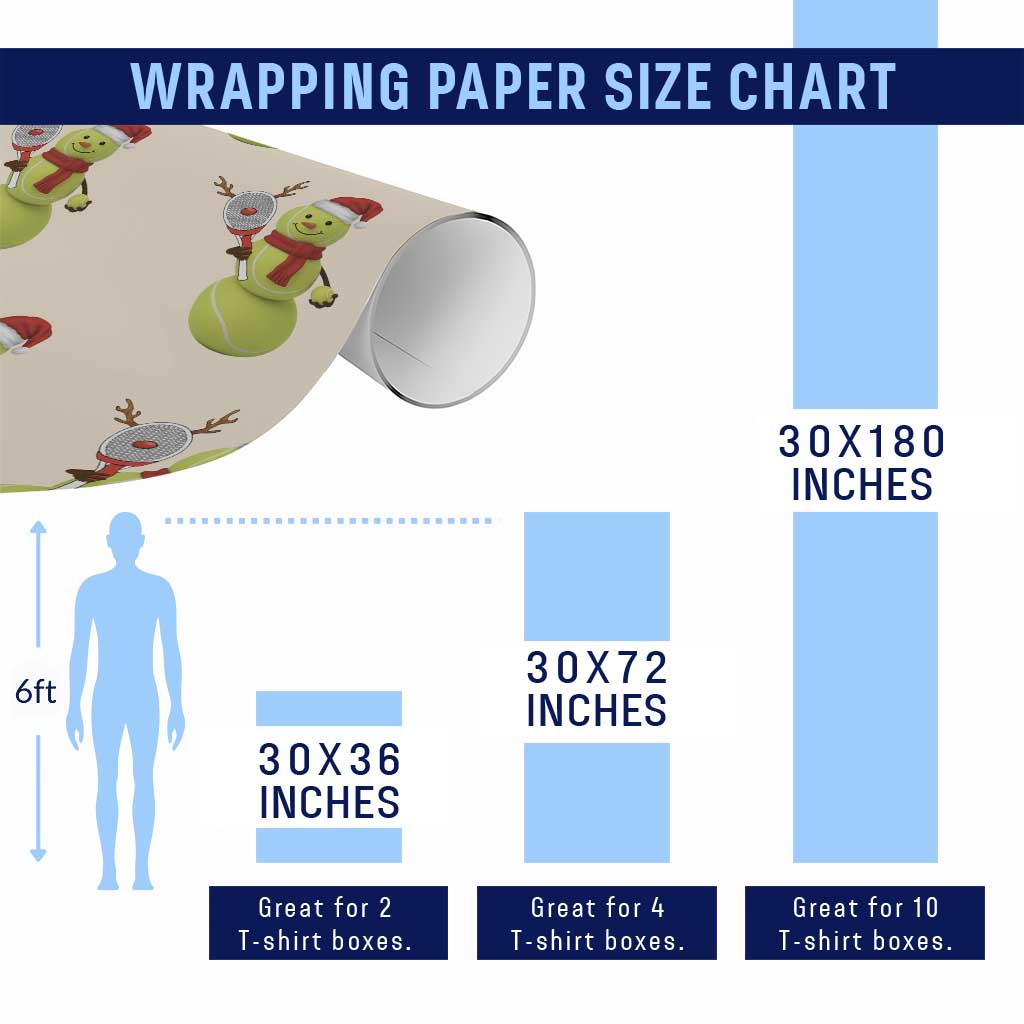 Funny Christmas Tennis Snowman Wrapping Paper Roll Tennis Lover Gift - Wonder Print Shop