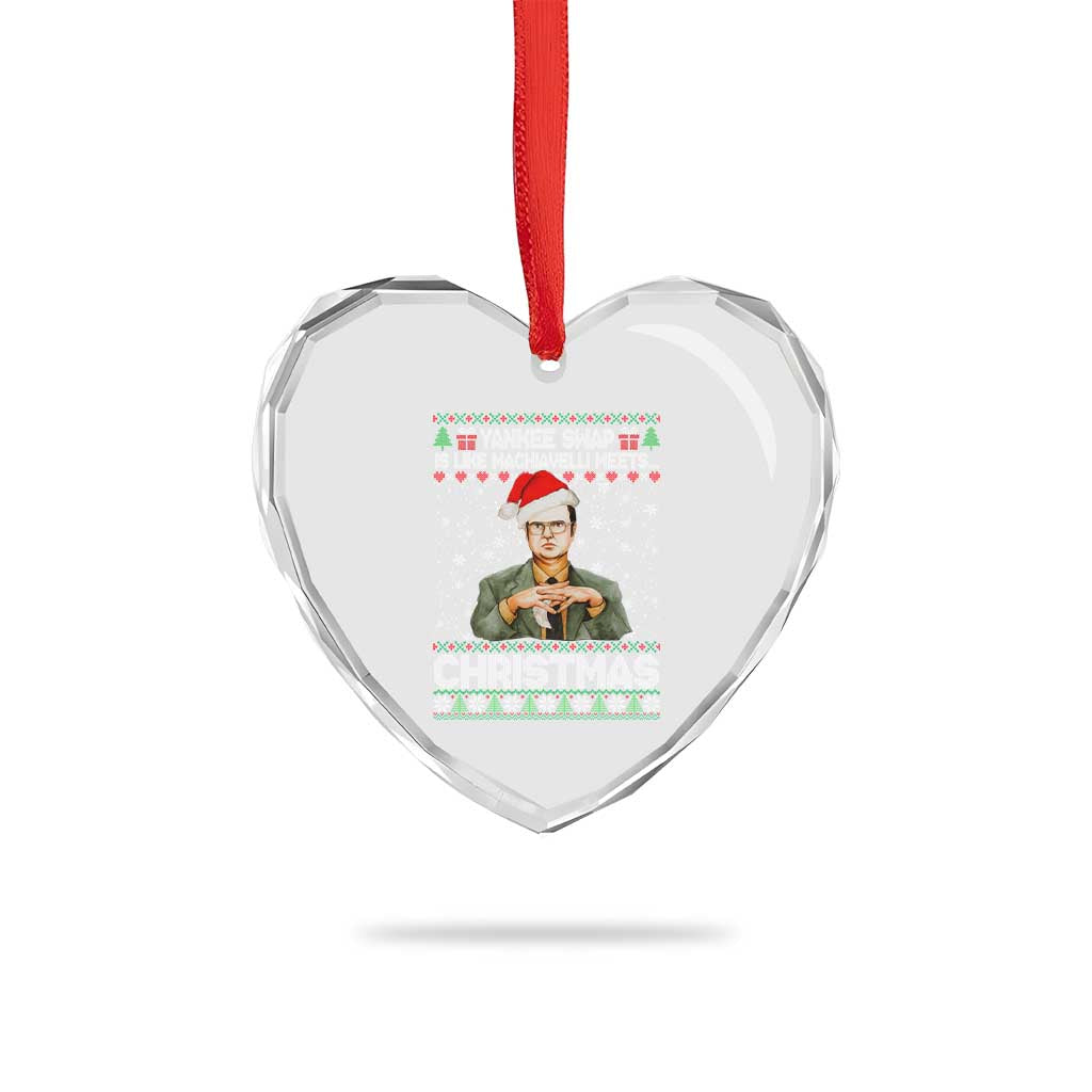 Funny Christmas The Office Movie Heart Crystal Glass Ornament Yankee Swap Is Like Machiavelli Meets Christmas - Wonder Print Shop
