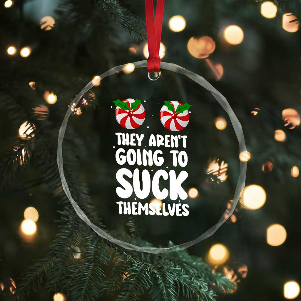 Funny Christmas They Aren't Going To Suck Themself Crystal Glass Ornament Xmas Adult Humor Couple Matching - Wonder Print Shop