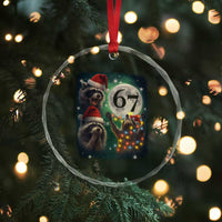 Funny Christmas Three Raccoons 67 Crystal Glass Ornament Trash Panda Moon Howling Six Seven Meme - Wonder Print Shop