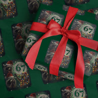Funny Christmas Three Raccoons 67 Wrapping Paper Roll Trash Panda Moon Howling Six Seven Meme - Wonder Print Shop