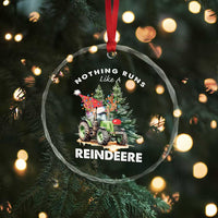 Funny Christmas Tractor Crystal Glass Ornament Nothing Runs Like A Reindeere Farmers - Wonder Print Shop