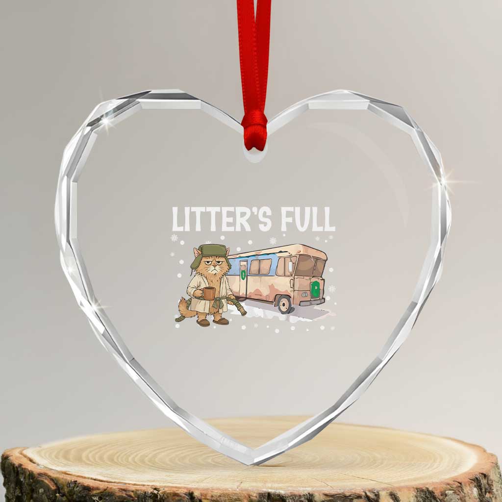 Funny Christmas Vacation Litter's Full Cat Heart Crystal Glass Ornament Xmas Movie - Wonder Print Shop