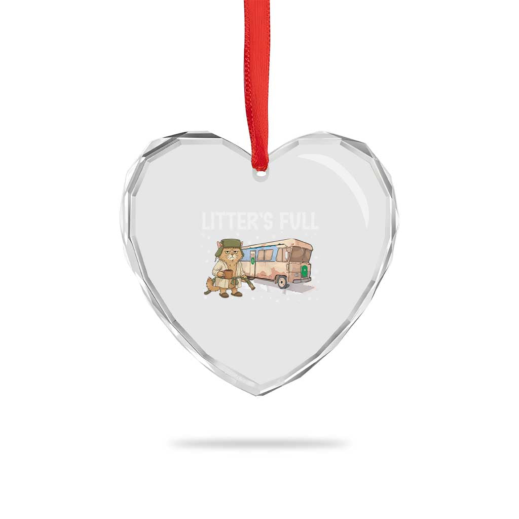 Funny Christmas Vacation Litter's Full Cat Heart Crystal Glass Ornament Xmas Movie - Wonder Print Shop
