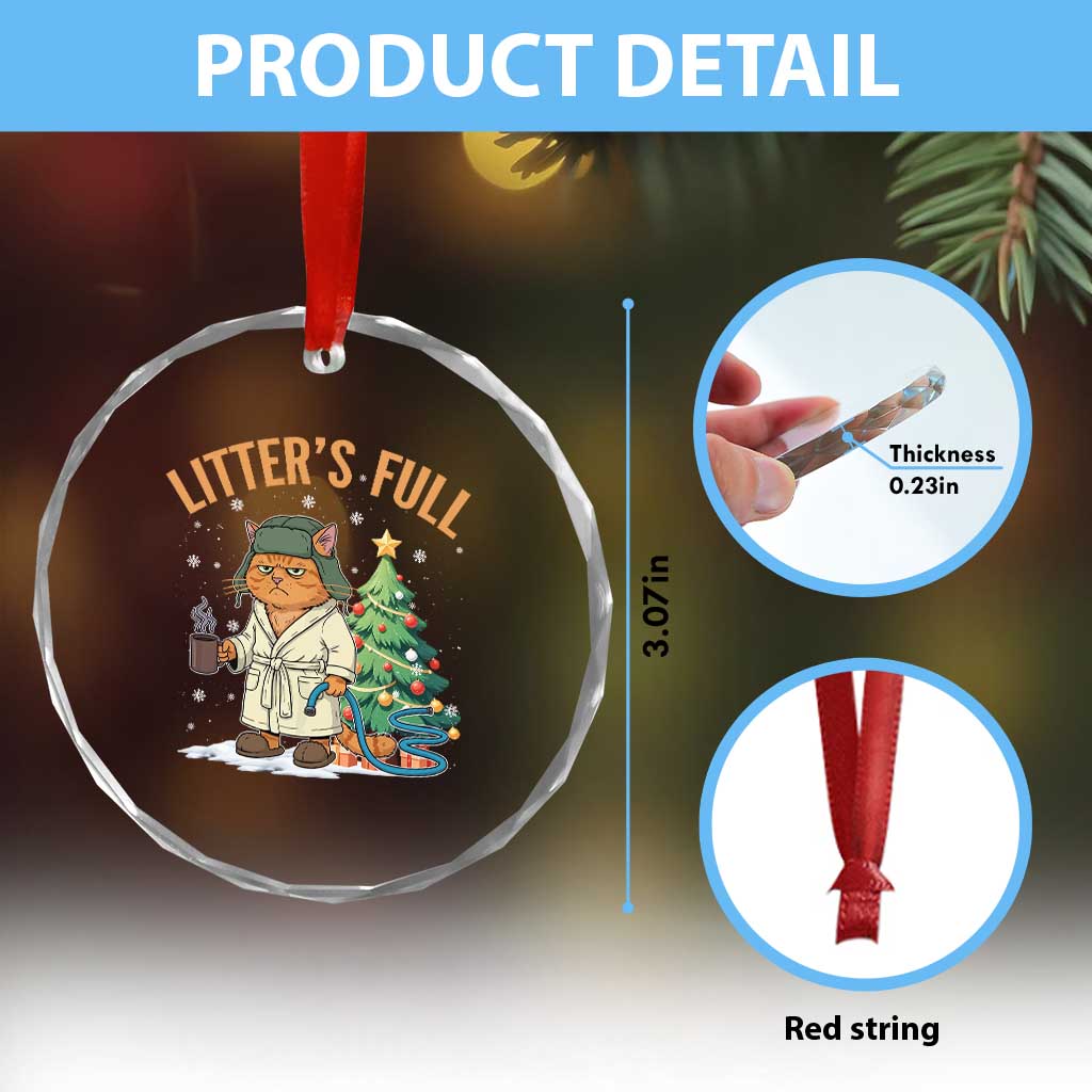 Funny Christmas Vacation Movie Litter's Full Cat Crystal Glass Ornament Xmas Tree - Wonder Print Shop