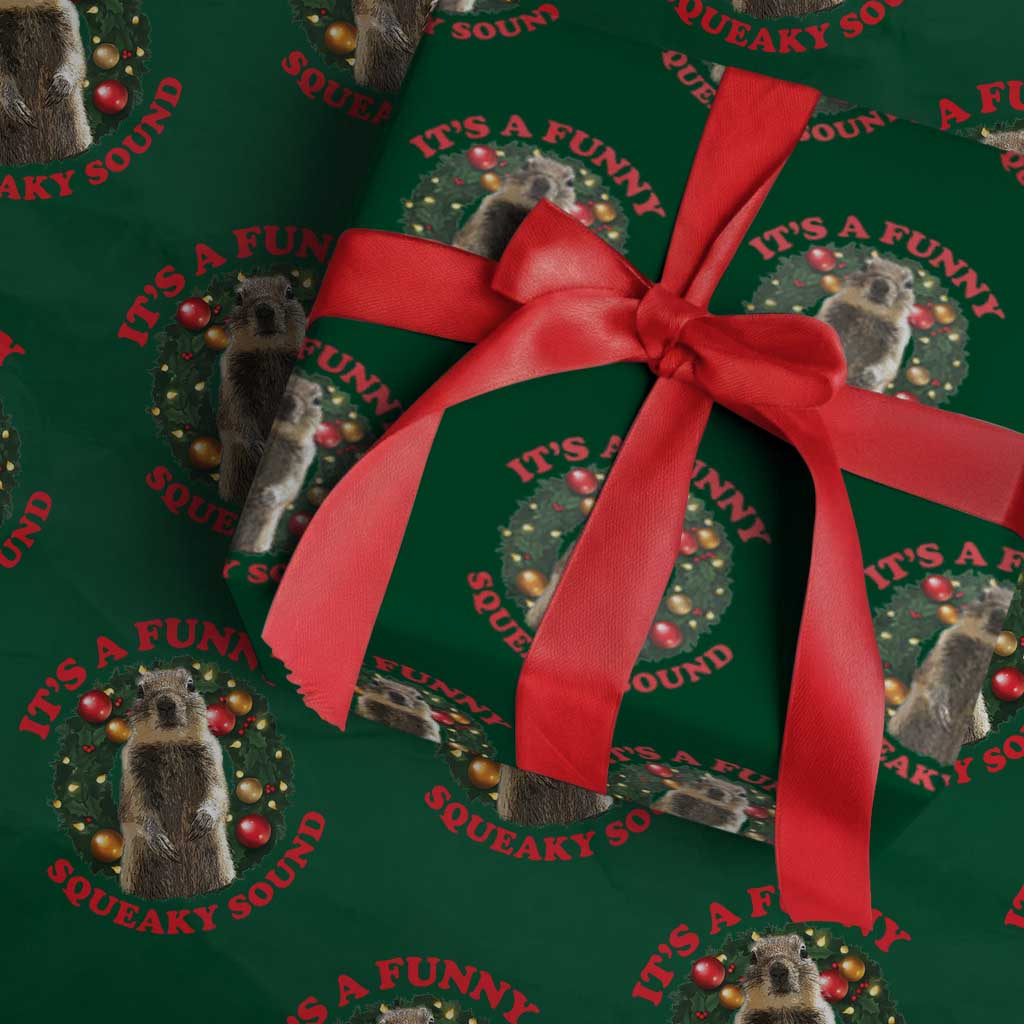 Funny Christmas Vacation Squirrel Movie Wrapping Paper Roll It Is A Funny Squeaky Sound Xmas Wreath - Wonder Print Shop