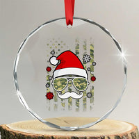 Funny Christmas Veteran Crystal Glass Ornament Santa Hat Camo American Flag TS11