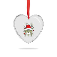Funny Christmas Veteran Heart Crystal Glass Ornament Santa Hat Camo American Flag - Wonder Print Shop