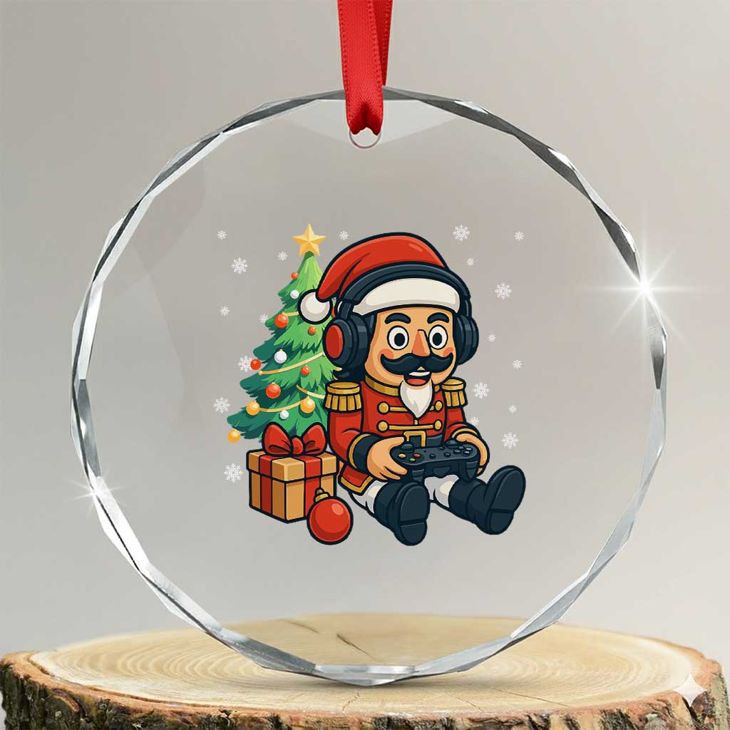 Funny Christmas Video Game Nutcracker Xmas Tree Gamer Crystal Glass Ornament - Wonder Print Shop