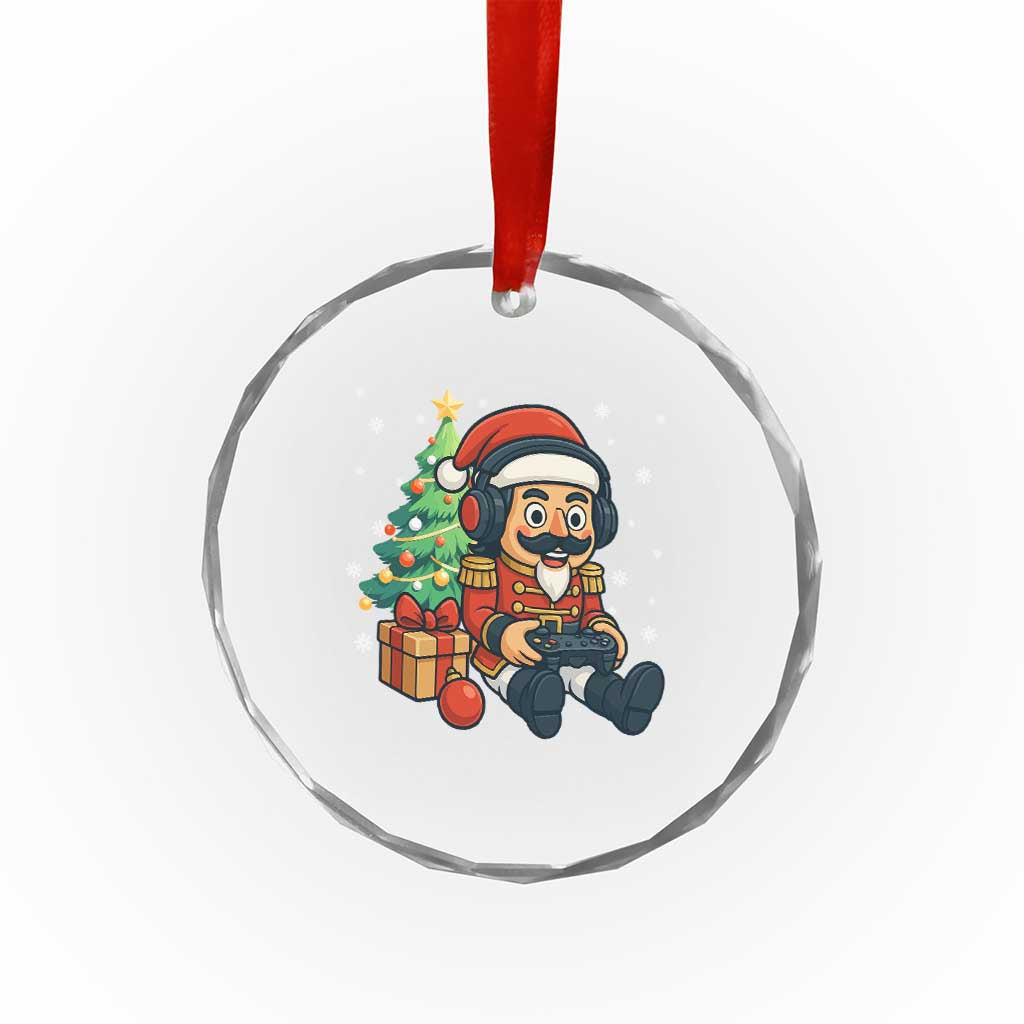 Funny Christmas Video Game Nutcracker Xmas Tree Gamer Crystal Glass Ornament - Wonder Print Shop