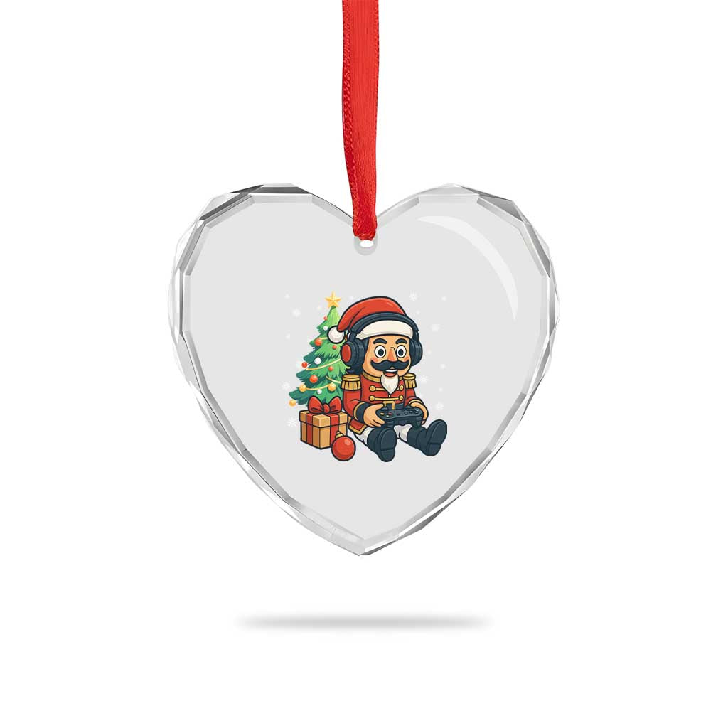 Funny Christmas Video Game Nutcracker Xmas Tree Gamer Heart Crystal Glass Ornament - Wonder Print Shop