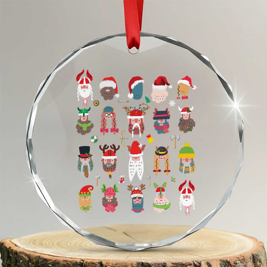 Funny Christmas Viking Crystal Glass Ornament Nordic Cute Viking Warriors - Wonder Print Shop