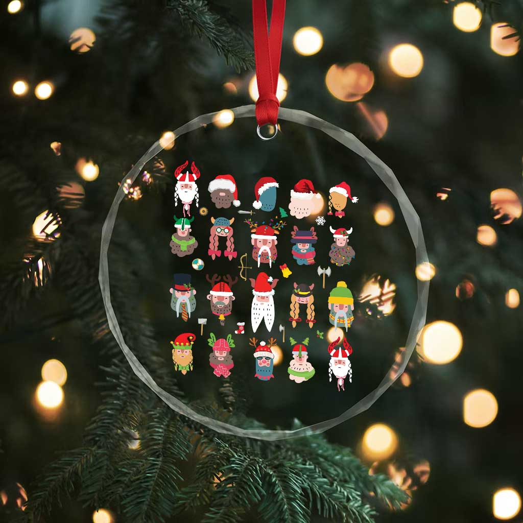 Funny Christmas Viking Crystal Glass Ornament Nordic Cute Viking Warriors - Wonder Print Shop
