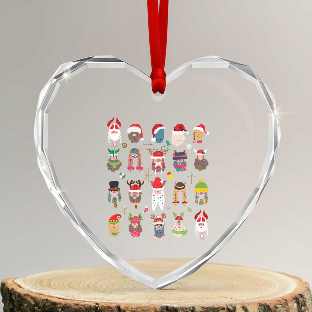 Funny Christmas Viking Heart Crystal Glass Ornament Nordic Cute Viking Warriors - Wonder Print Shop