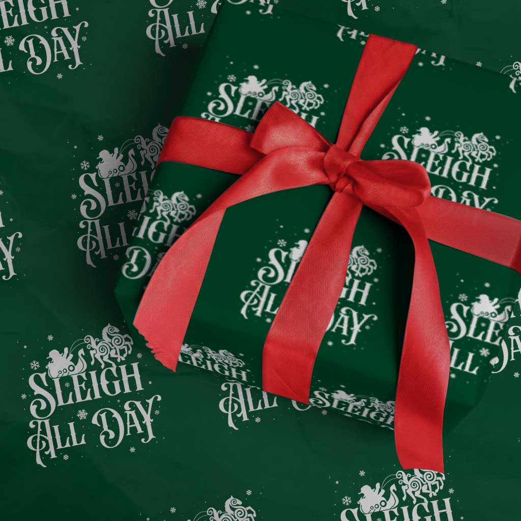 Funny Christmas Viking Wrapping Paper Roll Sleigh All Day Sleipnir Longship Santa - Wonder Print Shop