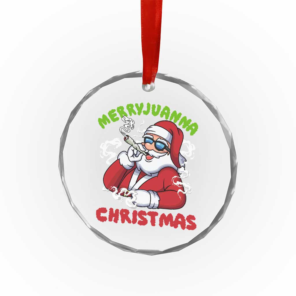 Funny Christmas Weed Crystal Glass Ornament Merryjuanna Christmas Santa Xmas - Wonder Print Shop