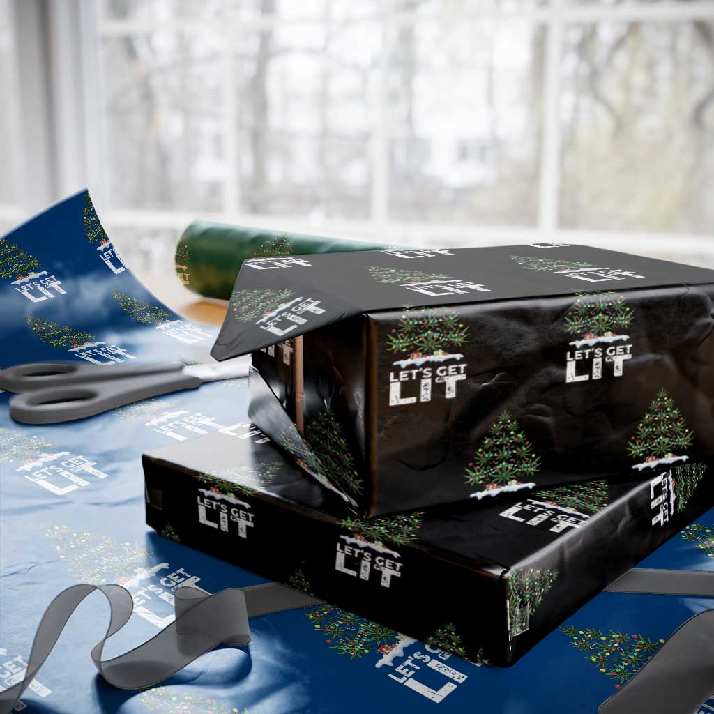 Funny Christmas Weed Wrapping Paper Roll Let's Get Lit Weeds Xmas Tree - Wonder Print Shop