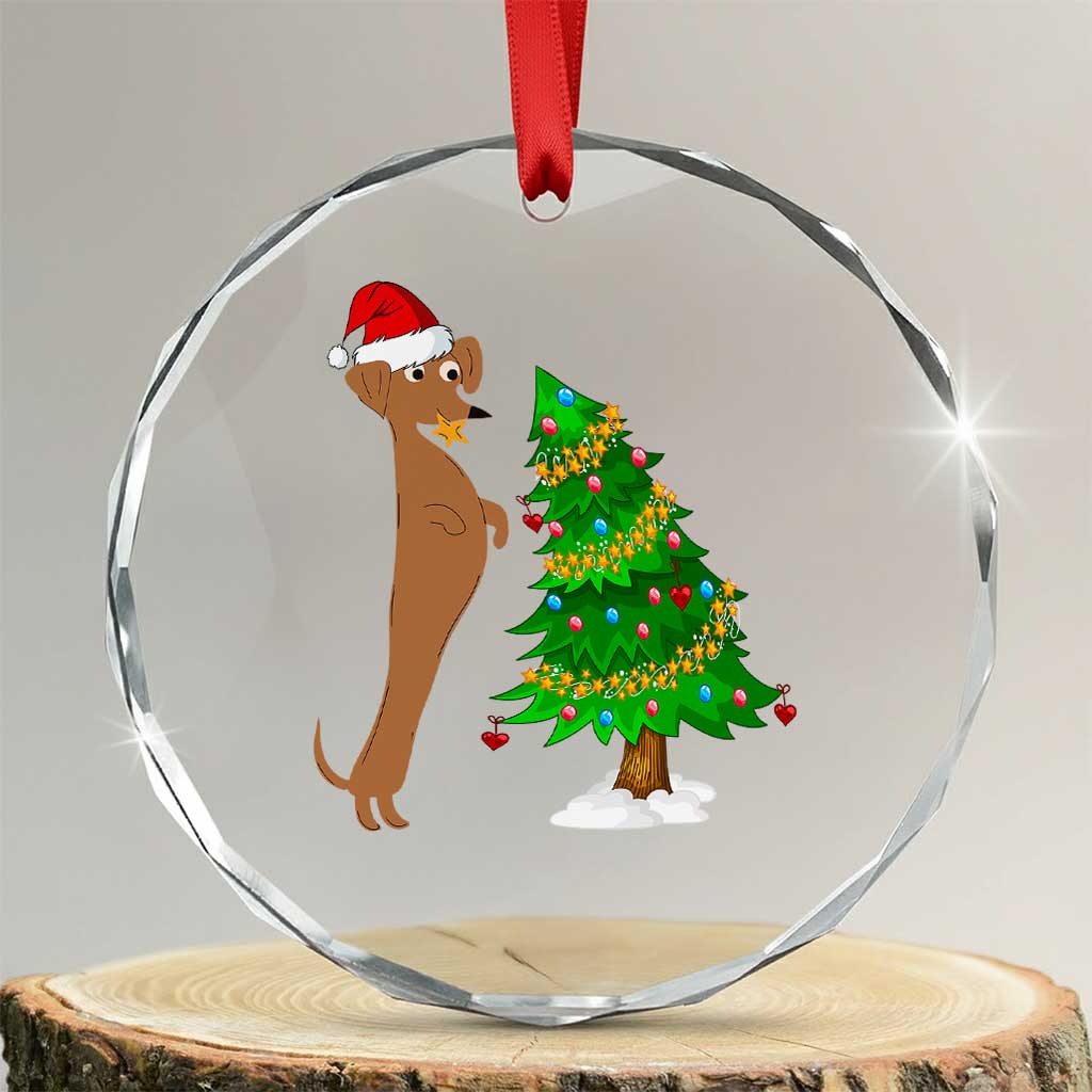 Funny Christmas Wiener Dog Crystal Glass Ornament Decorations Xmas Tree - Wonder Print Shop