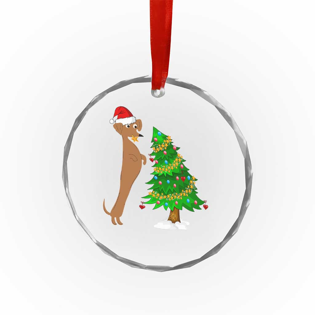 Funny Christmas Wiener Dog Crystal Glass Ornament Decorations Xmas Tree - Wonder Print Shop